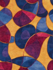 Leinwandbilder - Abstract shapes pattern background in blue purple red and yellow colors close up view decorative art