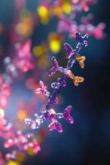 Poster - Abstract molecular structure close up with bokeh background showing science and research in a colorful and artistic style