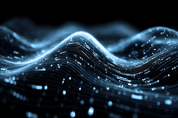Poster - Abstract digital wave pattern in a dark background.