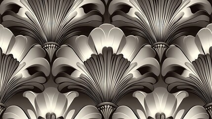 Poster - Monochrome Ornamental Pattern in Art Deco Style for Wallpaper Decoration