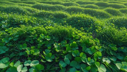 Poster - Ground covered with a carpet of tiny green clover