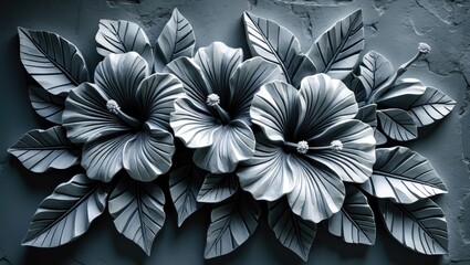 Poster - Decorative floral carving featuring traditional craftsmanship and textured materials