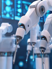 Poster - Robotic arms performing precise tasks in a laboratory setting close up view of medical technology automation