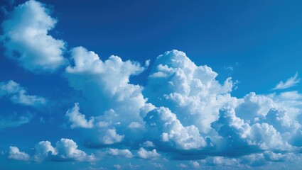 Wall Mural - sky filled with clouds on a blue background