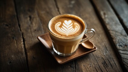 Aufkleber - Artistic coffee beverage featuring foam and love motif.