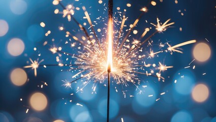 Poster - Holiday season celebration featuring sparklers, fireworks, and bright lights on a dark winter night