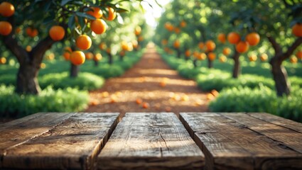 Aufkleber - Table Space Surrounded by an Orange Garden of Trees