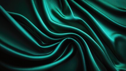 Aufkleber - Elegant teal silk satin textile featuring flowing folds and rich textured background for stylish decor