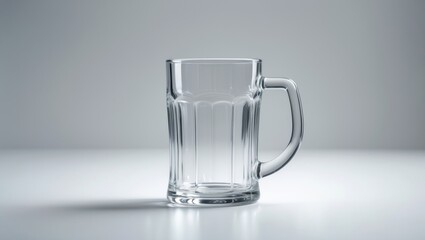 Poster - Isolated clear beer glass tumbler on plain white backdrop