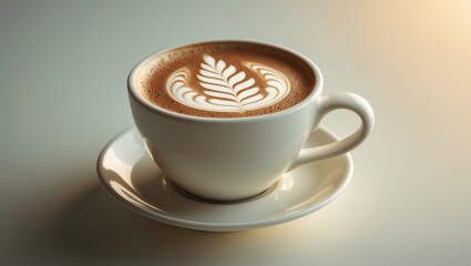 Poster - Picture of a latte in a white cup
