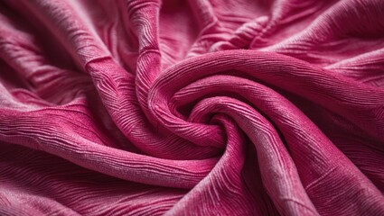 Poster - Close-up of a textured background featuring wrinkled pink fabric
