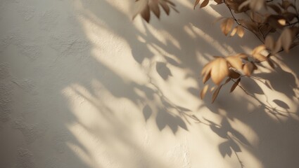 Poster - Leaf-shaped shadow on wall featuring texture details
