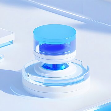 青と白の抽象的な未来的な技術構造体 プラットフォーム上の円柱形のオブジェクト デジタルコンセプトデザイン