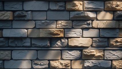 Poster - Detailed view of a textured wall with carved stones highlighting craftsmanship and retro style