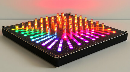 colorful led array on square board illuminating technology and design