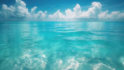Leinwandbilder - Pristine ocean lagoon and crystal clear sea water bay, perfect for relaxing. Transparent surface, exotic travel setting. Nature panorama with summer beach backdrop.