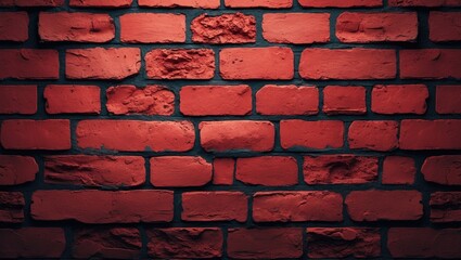 Aufkleber - Full view of a painted red brick wall with dark vignetted corners used as background, poster, collage in grunge, urban, loft style
