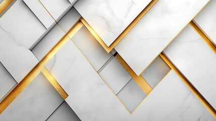 Leinwandbilder - Geometric marble tiles with golden accents elegant textured background for interior design and luxurious wallpaper decoration