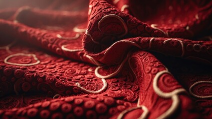 Poster - Organic motif on red carpet texture