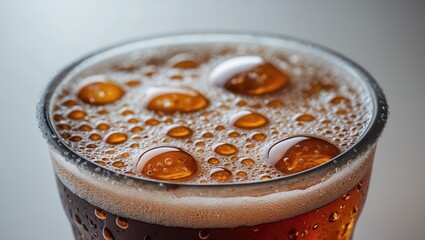 Poster - Macro shot capturing condensation and water droplets on chilled coffee cup