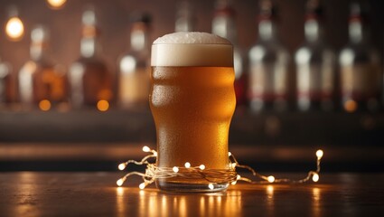 Poster - Beer in a clear glass with a golden hue