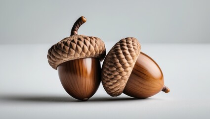 Poster - White background featuring a single ripe acorn