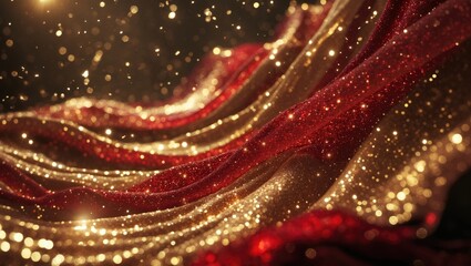 Poster - Abstract Background with Sparkling Gold Dust and Fluid Swirls