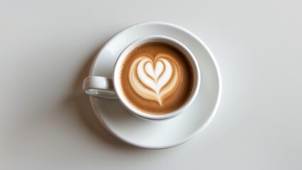 Aufkleber - Coffee cup with foam in a white mug against a clean background