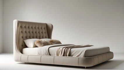 Poster - Elegant bedroom setup featuring a contemporary bed against a simple backdrop
