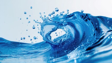 Poster - Isolated blue water splash with bubbles and abstract texture