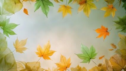 Poster - Colorful Fall Foliage and Artistic Border in Autumn Season