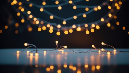 Poster - Holiday season abstract design featuring glow lights on a black vintage backdrop
