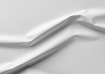 Poster - Close-up of a white fabric with subtle folds and shadows creating a soft, flowing, and elegant texture