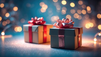 Poster - Gift box set on a textured abstract backdrop