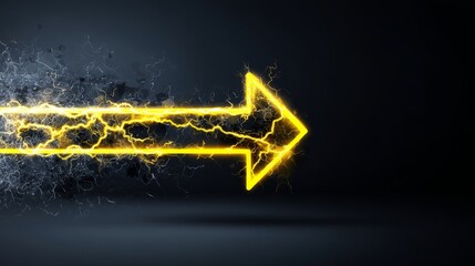 Poster - Electrifying Arrow of Progress - A dynamic arrow graphic symbolizes progress, innovation, energy, and future direction. It represents speed and power. The jagged lines create an electrifying effect