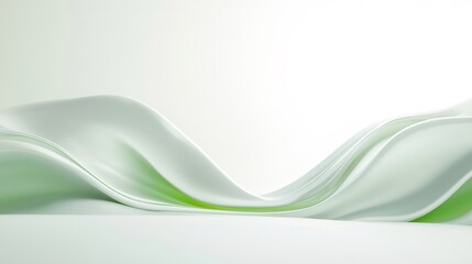 Aufkleber - 柔らかいライムグリーンの色の3D抽象的な波状の背景と滑らかなテクスチャの表面を持つエレガントなミニマルデザイン