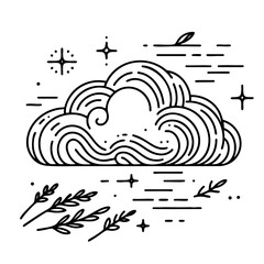 Wall Mural - wavy cloud line art, abstract nature design