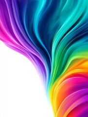 Poster - Vibrant Rainbow Swirl Abstract - Dynamic abstract featuring a vibrant rainbow swirl on a white background. Perfect for designs needing a colorful, energetic feel