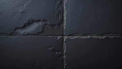 Poster - Texture of ceramic stone tiles against a dark black slate background, vintage distressed smooth surface with color paint and space for design