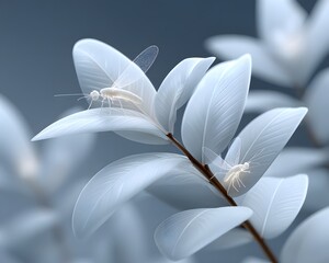 Poster - futuristic alien jungle with translucent leaves and hybrid animal-insect creatures, surreal lighting