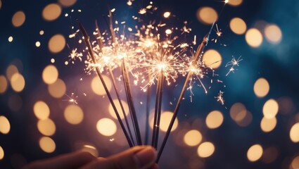 Poster - Colorful fireworks and sparkler lights creating an abstract bokeh background for festive events