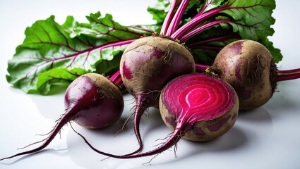 Aufkleber - Young beet plant with leaves displayed on white background