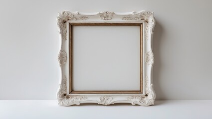 Poster - Elegant antique square frame with baroque details and background