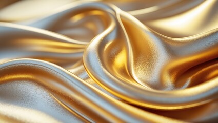 Poster - Abstract design featuring yellow bronze colors and metallic waves for luxurious wallpaper