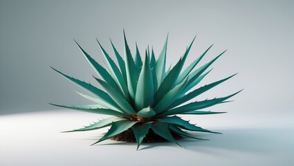 Poster - Single agave plant in blue and white tones against desert and jungle backdrop