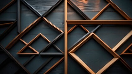 Poster - Vintage wooden surface with abstract geometric pattern