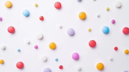 Poster - Colorful Spheres Arrayed in Playful Chaos Against a Clean White Backdrop