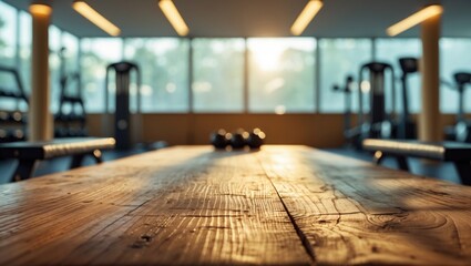Poster - Wood Table in Front of a Soft Focus Background