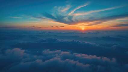 Aufkleber - Dramatic sky scene featuring sunset, clouds, and the horizon at dusk