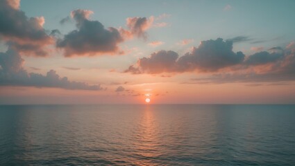 Aufkleber - Colorful clouds illuminating the sea horizon during sunset sky